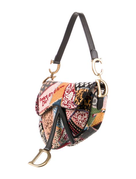 Christian Dior Peace And Love Patchwork Saddle Bag 